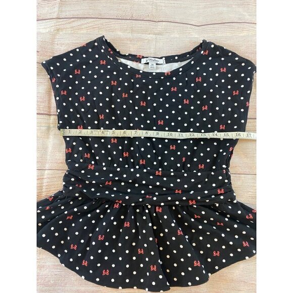 Disney Parks Women's Black Minnie Mouse Cap Sleeve Peplum Blouse - Medium - Picture 6 of 11